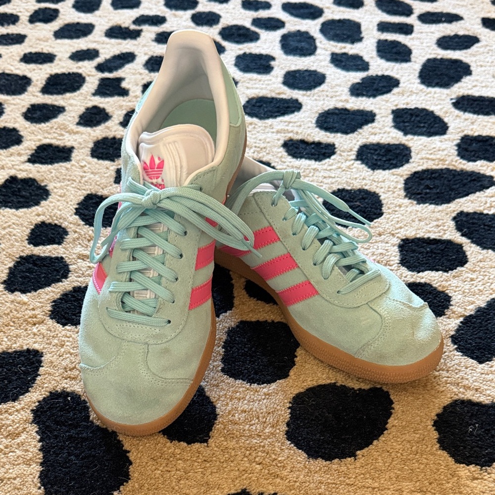 Adidas Gazelle Women's Pastel Blue/Green and Pink Sneakers